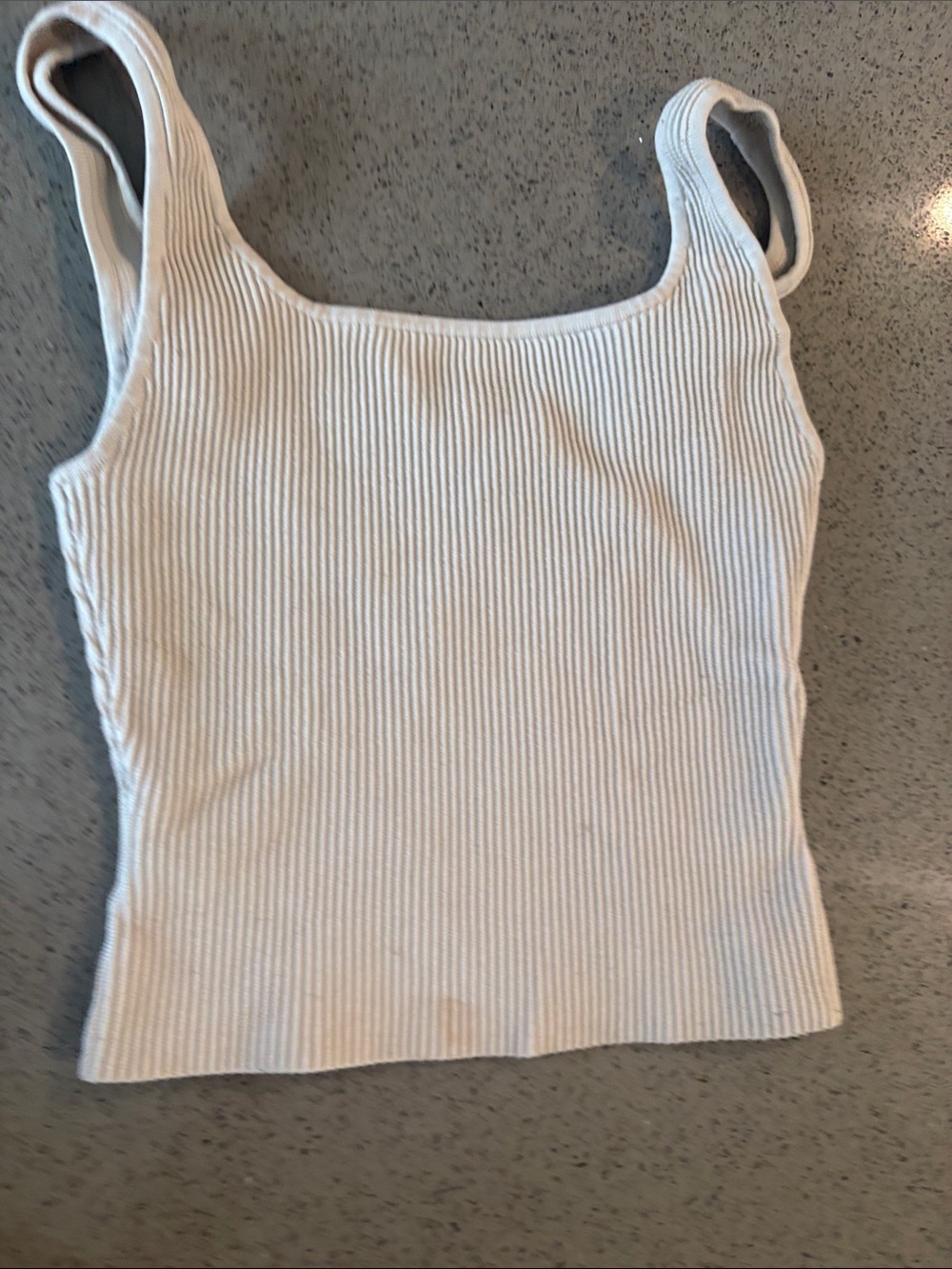 Babaton Cream Ribbed Square Neck Tank Top